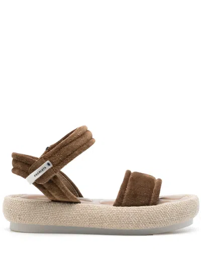 Premiata Logo-tag Suede Sandals In Brown