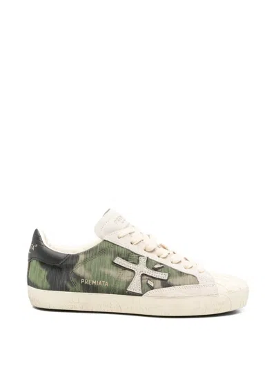 Premiata Logo-appliqué Sneakers In Green