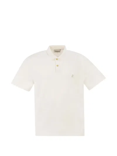 Premiata Short-sleeved Polo Shirt With Logo In White