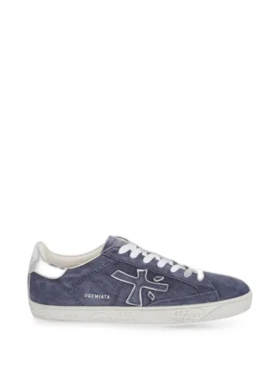 Premiata Logo-patch Sneakers In Blue