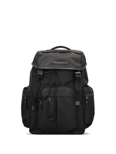 Premiata Logo-plaque Buckled Backpack In Black