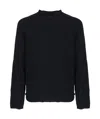 Premiata Crewneck Sweater With Long Sleeves And Textured Panels In Blue