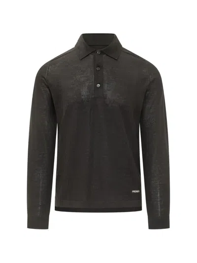 Premiata Long-sleeve Polo Sweater In Black