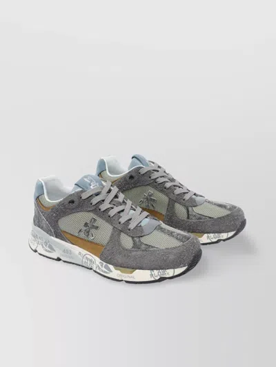 PREMIATA LOW TOP LEATHER AND SUEDE SNEAKERS