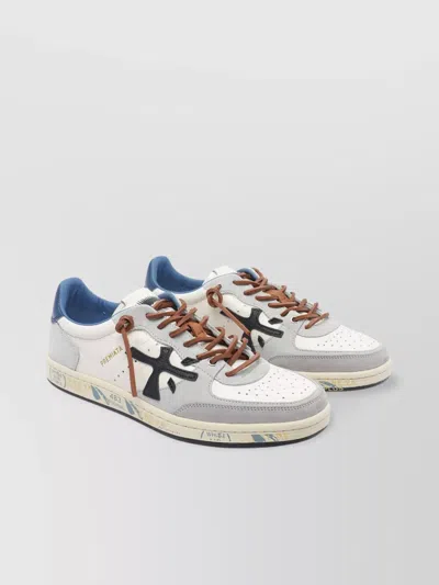 Premiata Low Top Leather Sneakers In Gray