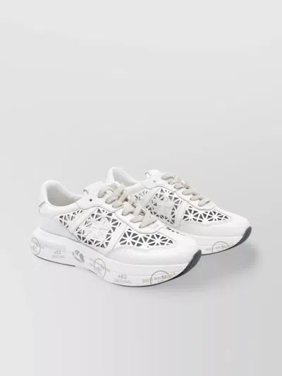 PREMIATA LOW TOP LEATHER SNEAKERS WITH CUT-OUT DESIGN