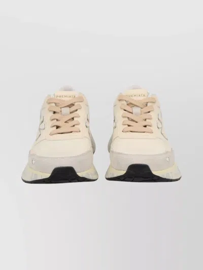 Premiata Low-top Round Toe Sneakers With Rubber Sole In Neutral