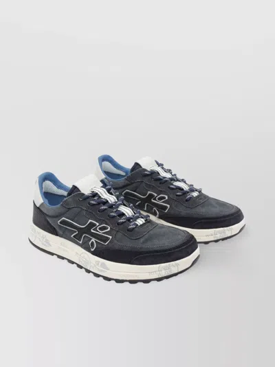 Premiata Low Top Sneakers Contrast Sole In Blue