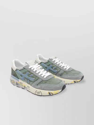 Premiata Low Top Sneakers Contrast Stitching In Green