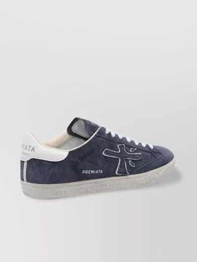 Premiata Low Top Sneakers Embroidered Accents In Blue