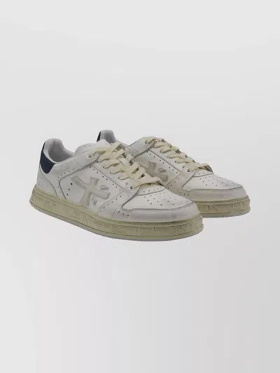 Premiata Low Top Sneakers Featuring Perforated Design In White