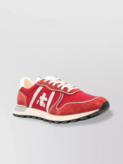 Premiata Low Top Sneakers With Contrasting Branded Heel In Red