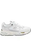 Premiata Low-top Sneakers With Textured Panels And Chunky Sole In White