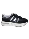Premiata Low-top Sneakers With Zebra Pony Skin And Gold-tone Accents In Black