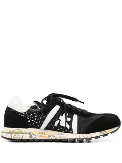 Premiata Low Top Sneakers With Contrast Heel Tab In Black