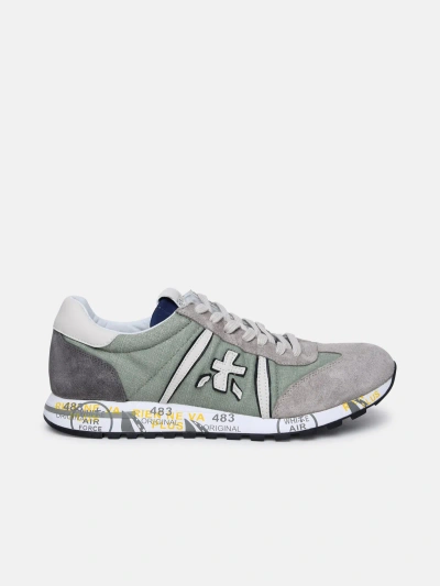 Premiata 'lucy' Green Leather And Fabric Sneakers