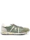 Premiata Lucy Sneakers In Green Suede And Fabric