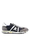 Premiata Blue And Grey Leather Eric Sneakers In Black