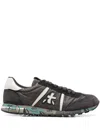 Premiata Lander Sneaker Made Of Suede And Blue Technical Fabric In Black White