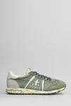 Premiata Lucy Sneakers In Green Suede And Fabric In Green