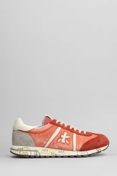 Premiata Lucy Sneakers In Red Suede And Fabric