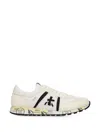 Premiata Lucy Cream Fabric Black Sneakers In Neutral