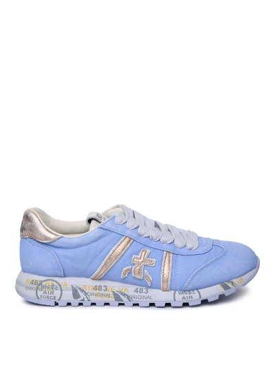 PREMIATA LUCYD LILAC LEATHER AND NYLON SNEAKERS