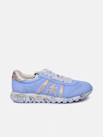 Premiata 'lucyd' Lilac Leather And Nylon Sneakers In Liliac