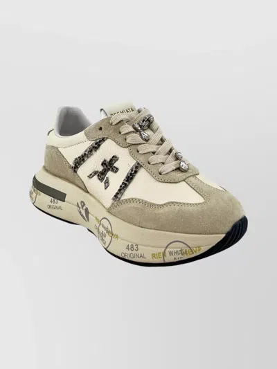 Premiata Luxe Lace-up Sneakers Featuring Charms In Multi