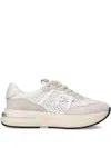 Premiata Luxe Mesh And Suede White Sneakers In Neutrals