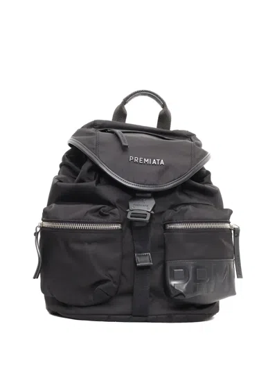 Premiata Lyn 2100 Padded Leather-trimmed Backpack In Black