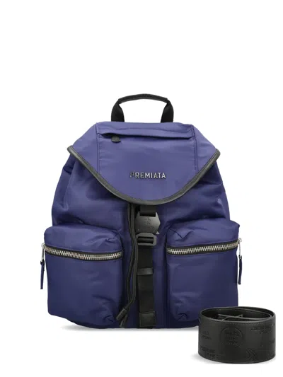 Premiata Lyn Leather-trim Backpack In Blue