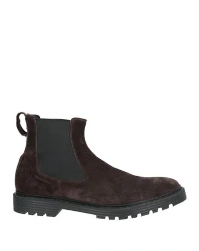 Premiata Man Ankle Boots Dark Brown Size 12 Leather, Elastic Fibres