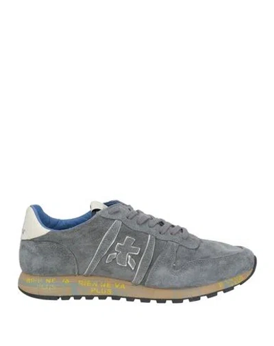 Premiata Man Sneakers Grey Size 9 Leather In Gray