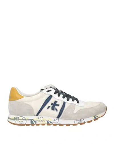 Premiata Man Sneakers Light Grey Size 9 Leather, Textile Fibers, Synthetic Material In Multi