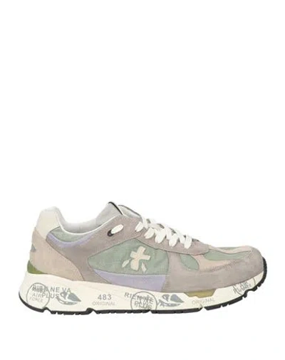 Premiata Man Sneakers Taupe Size 9 Leather, Textile Fibers In Green