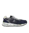 Premiata Mase Mesh And Suede Sneakers In Blue