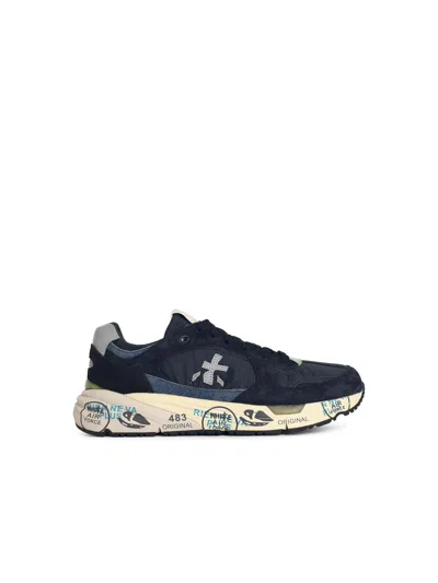Premiata 'mase 8020' Blue Suede Blend Sneakers In Multi