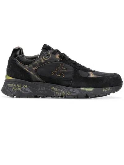 Premiata Mase Black And Green Sneakers In Multi