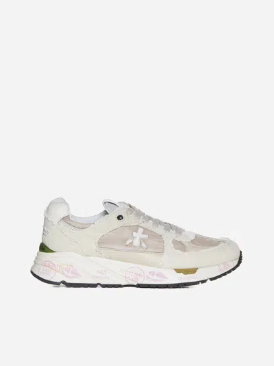 Premiata Mase Distressed Trainers In Beige