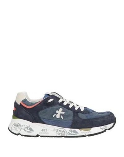 Premiata Mase Man Sneakers Navy Size 9 Leather, Textile Fibers In Blue