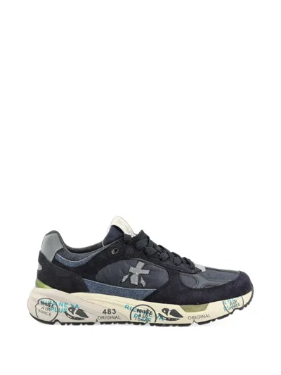 Premiata Mase Two-tone Trainers In Suede And Canvas In Black