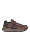 Premiata Textured Brown Sneakers With Calf Leather And Mesh Detail In Brown