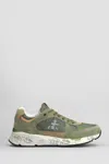 Premiata Mase Sneakers In Green Suede And Fabric In Green
