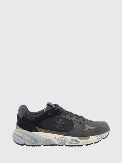 Premiata Mase Two-tone Trainers In Suede And Canvas In Animal Print