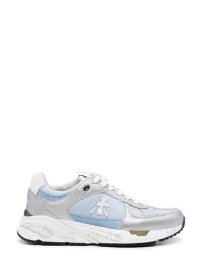Premiata Mased Leather Sneakers In Blue