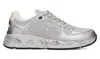 Premiata Silver Leather Sneakers With Textured Finish In 7093