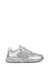 Premiata Silver Leather Sneakers With Textured Finish In Grey