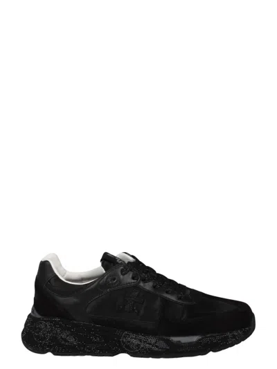 Premiata Casual Low Top Sneakers With Fabric Upper In Black