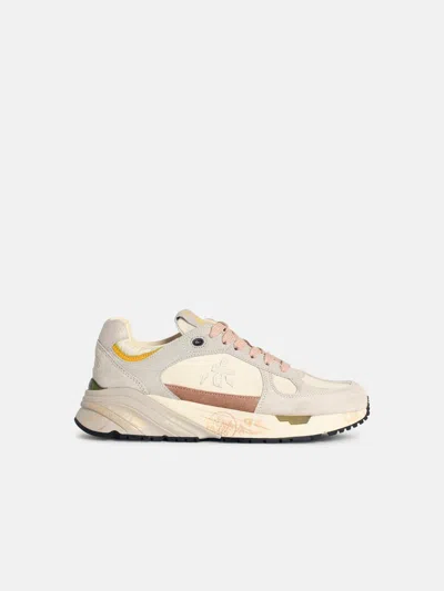 Premiata 'mased 7824' White Leather Blend Sneakers In Neutral